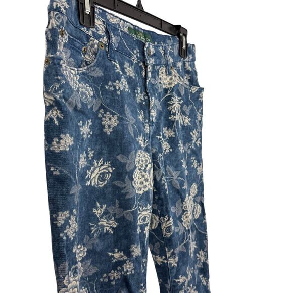 Lauren Ralph Lauren Stretch Cotton Floral Blue Jeans Mid Rise Straight Leg sz 6 - Picture 4 of 16